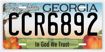 GA license plate CCR6892