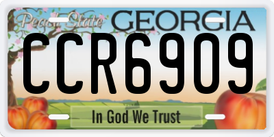 GA license plate CCR6909