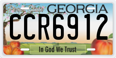 GA license plate CCR6912