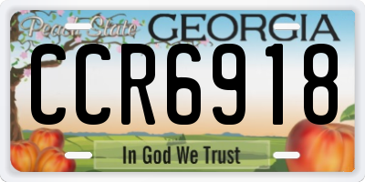 GA license plate CCR6918