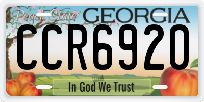 GA license plate CCR6920