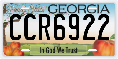GA license plate CCR6922
