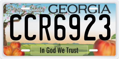 GA license plate CCR6923