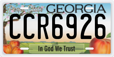 GA license plate CCR6926