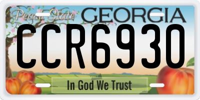 GA license plate CCR6930