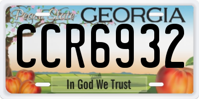 GA license plate CCR6932