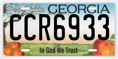 GA license plate CCR6933