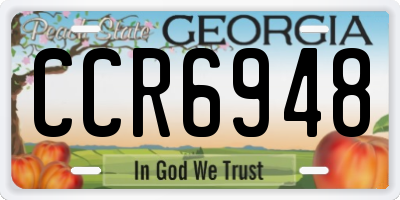 GA license plate CCR6948