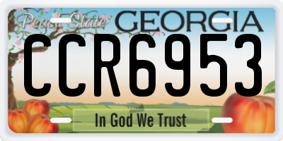 GA license plate CCR6953