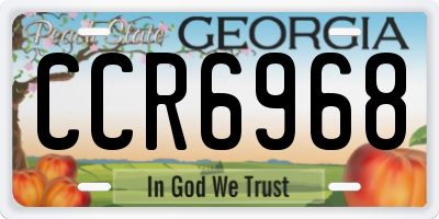 GA license plate CCR6968