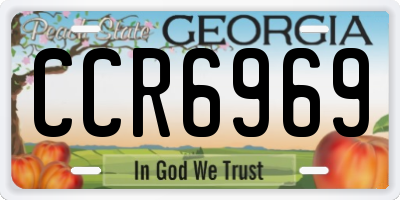 GA license plate CCR6969