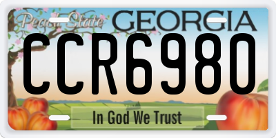 GA license plate CCR6980