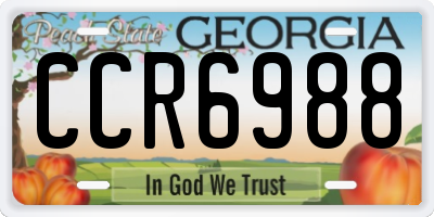 GA license plate CCR6988