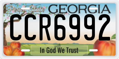 GA license plate CCR6992