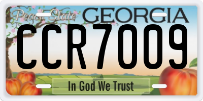 GA license plate CCR7009