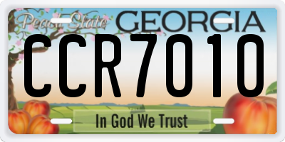 GA license plate CCR7010