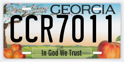 GA license plate CCR7011