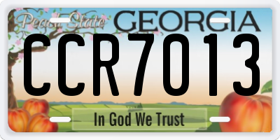GA license plate CCR7013