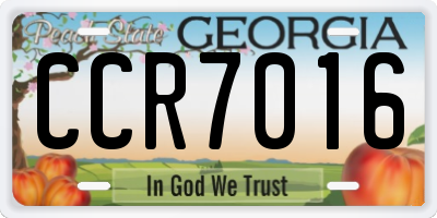 GA license plate CCR7016
