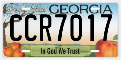 GA license plate CCR7017