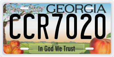 GA license plate CCR7020