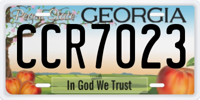 GA license plate CCR7023