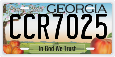 GA license plate CCR7025