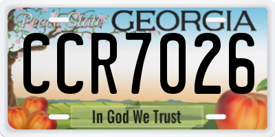 GA license plate CCR7026