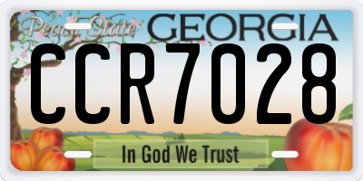 GA license plate CCR7028