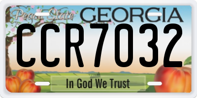 GA license plate CCR7032
