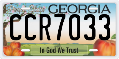 GA license plate CCR7033