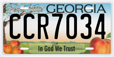 GA license plate CCR7034