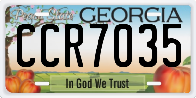 GA license plate CCR7035
