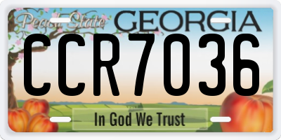GA license plate CCR7036