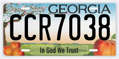 GA license plate CCR7038