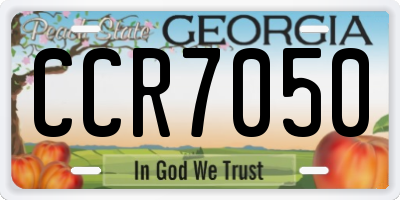 GA license plate CCR7050