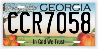 GA license plate CCR7058