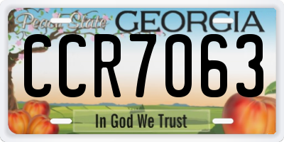 GA license plate CCR7063