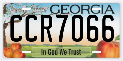 GA license plate CCR7066