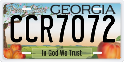 GA license plate CCR7072