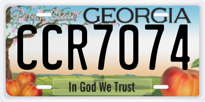 GA license plate CCR7074