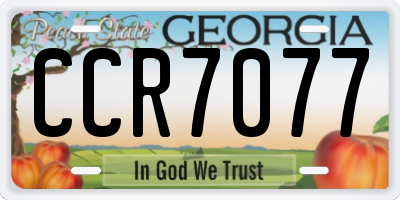 GA license plate CCR7077