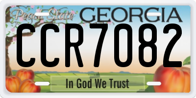 GA license plate CCR7082