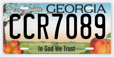 GA license plate CCR7089