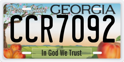 GA license plate CCR7092