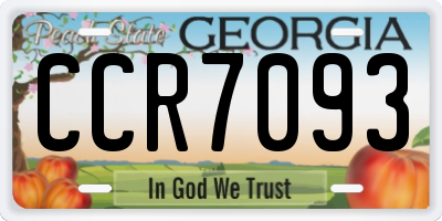 GA license plate CCR7093