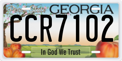 GA license plate CCR7102
