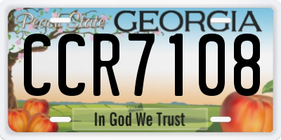 GA license plate CCR7108