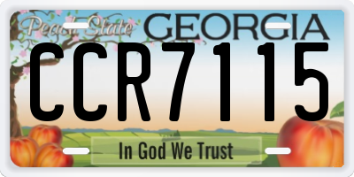 GA license plate CCR7115