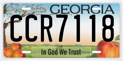 GA license plate CCR7118